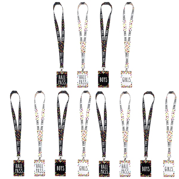 Teacher Created Resources Confetti Hall Pass with Lanyard, 4 Designs, 12PK 20319 - main
